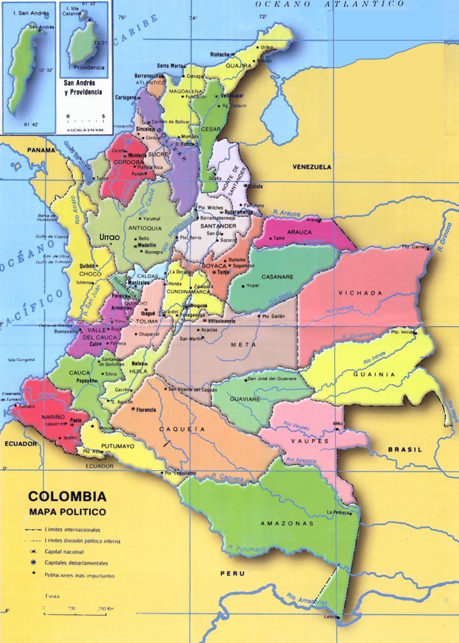 Mapa de la republica de Colombia